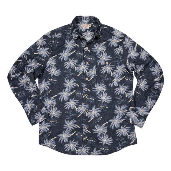 Faherty Long Sleeve Kona Hawaiian Camp Palms Print Button up Shirt Sz M - Picture 1 of 8